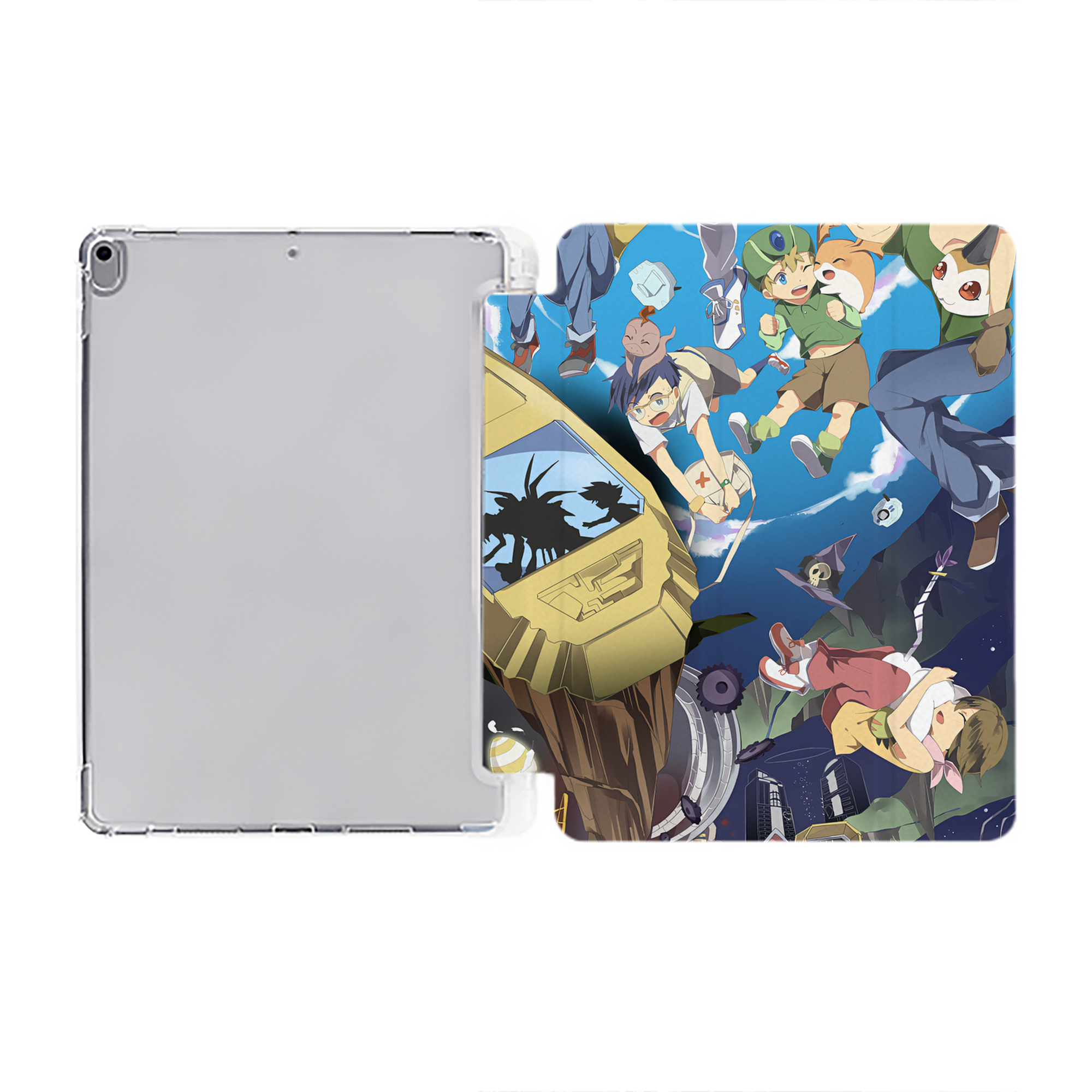（画像用） Digimon デジタルモンスター/デジモン IPad ケース ペン収納付き 三つ折りスタンド PUレザー×シリコン 対応機種9.5/10.5/10.9インチ